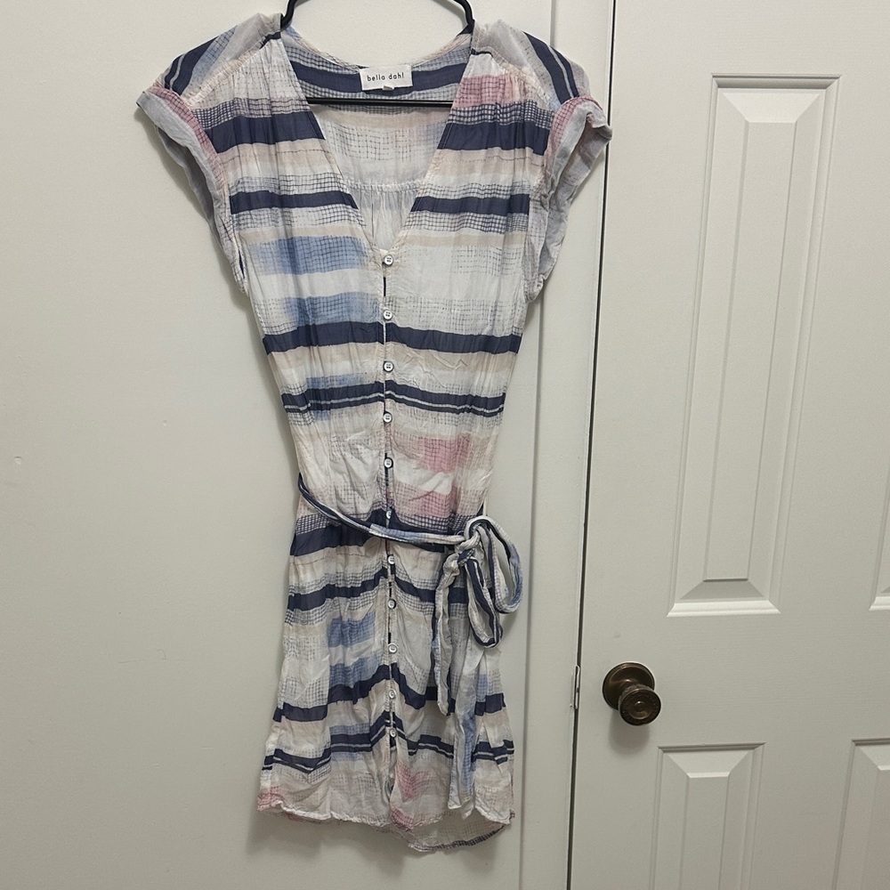 Blue and White Striped Button-Down Dress